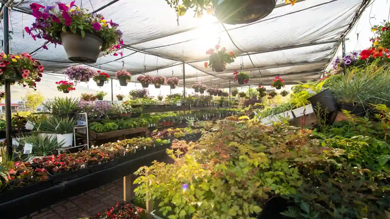 annual flowers under shaded cover at the Lyons Garden Centre in Kamloops.